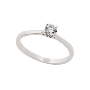 Μονόπετρο δαχτυλίδι καρδιά Κ18 λευκόχρυσο με διαμάντι 0.26ct , VS1 , F