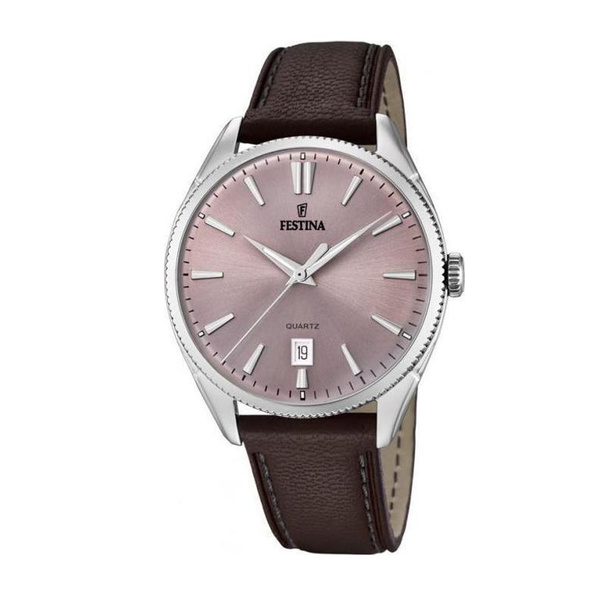 FESTINA purple dial & brown strap