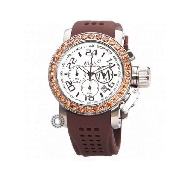 MAX sport white chrono & brown rubber