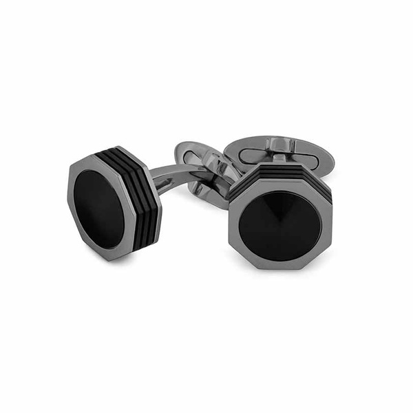Μανικετόκουμπα MONTEGRAPPA NEROUNO LINEA black steel & ruthenium