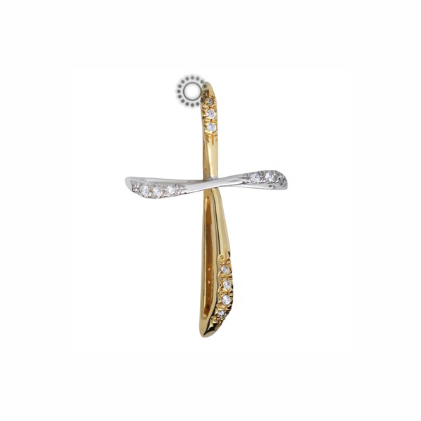 Σταυρός Κ14 χρυσός & λευκόχρυσος με ζιργκόν