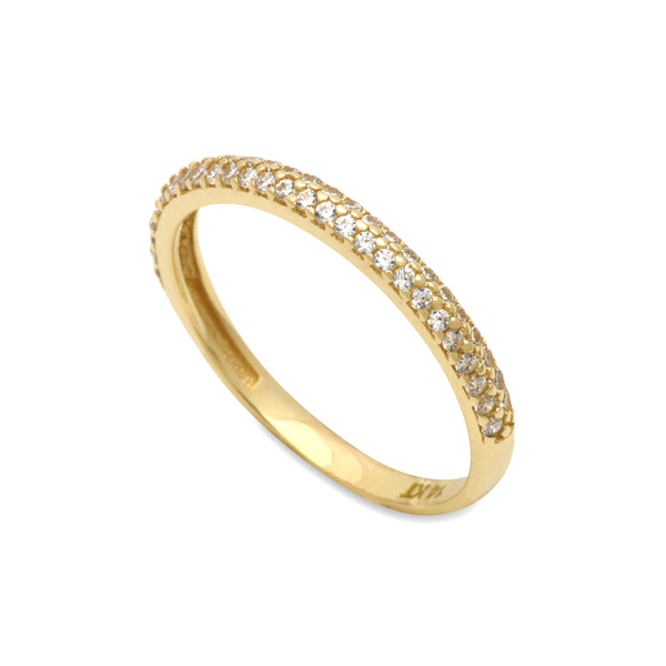 Δαχτυλίδι μισόβερο Κ14 χρυσό με ζιργκόν