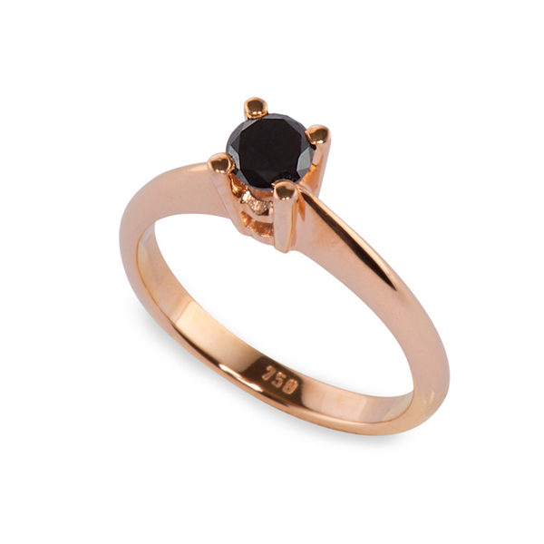 Μονόπετρο δαχτυλίδι Κ18 ροζ χρυσό με μαύρο διαμάντι