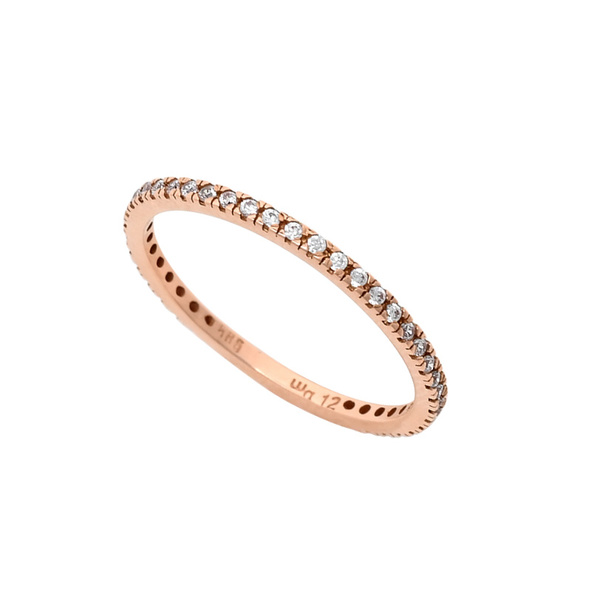 Δαχτυλίδι ολόβερο Κ14 ροζ χρυσό με ζιργκόν
