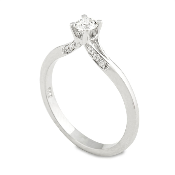 Μονόπετρο μεικτό δαχτυλίδι Κ18 λευκόχρυσο DIAMONDJOOLS με διαμάντι 0.23 ct και πλαϊνα διαμάντια