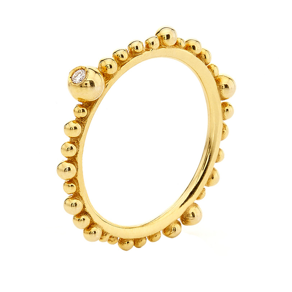 Δαχτυλίδι Huffy Κ9 χρυσό με μπίλιες και διαμάντι