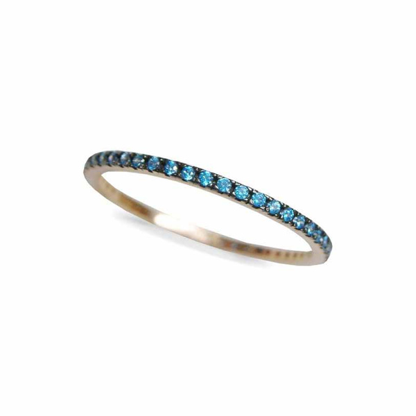 Δαχτυλίδι ολόβερο Κ14 ροζ χρυσό με μπλε ζιργκόν