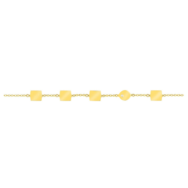 Βραχιόλι Κ14 χρυσό με τετράγωνα