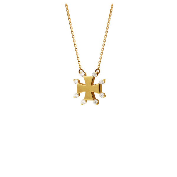 Κολιέ σταυρός της μάλτας Κ18 χρυσό με διαμάντια