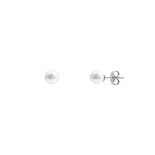 Σκουλαρίκια Κ14 λευκόχρυσα με μαργαριτάρι 5.5 mm - 6 mm