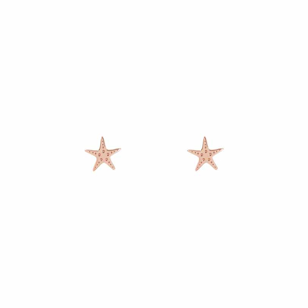 Σκουλαρίκια αστερίας Κ9 ροζ χρυσά