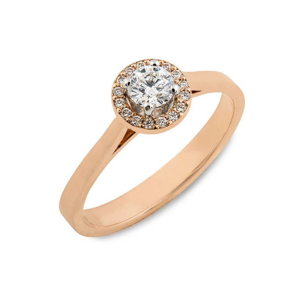 Μονόπετρο δαχτυλίδι 0.28 ct ροζέτα Κ18 ροζ χρυσό με διαμάντια