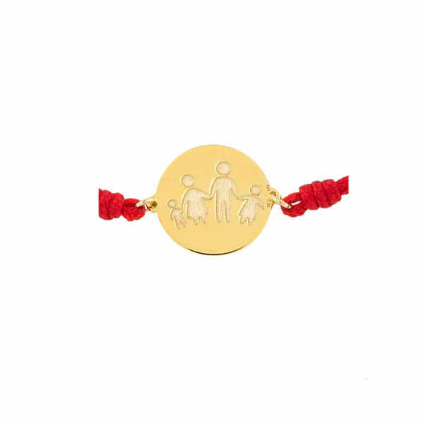 Βραχιόλι οικογένεια Κ14 χρυσό με αγόρι και κορίτσι και κόκκινο κορδόνι