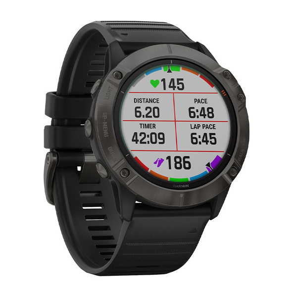 GARMIN Fenix 6X Pro Solar Titanium Carbon Gray DLC with Black Band