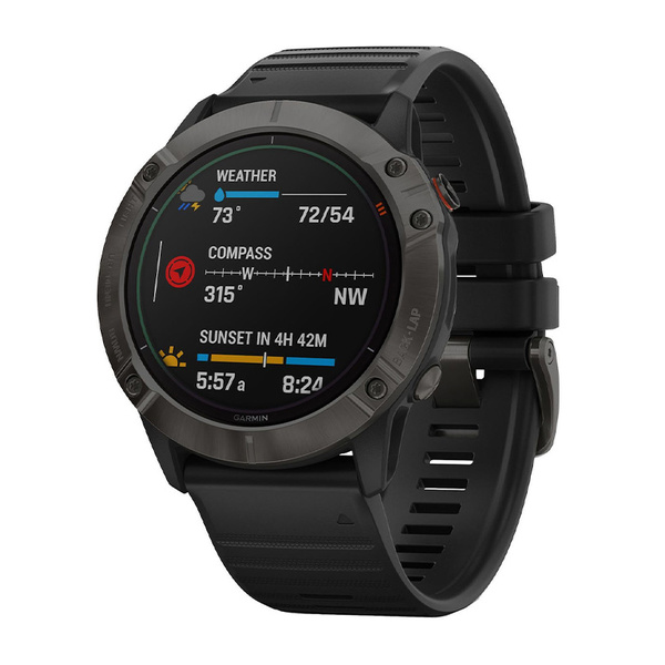 GARMIN Fenix 6X Pro Solar Titanium Carbon Gray DLC with Black Band