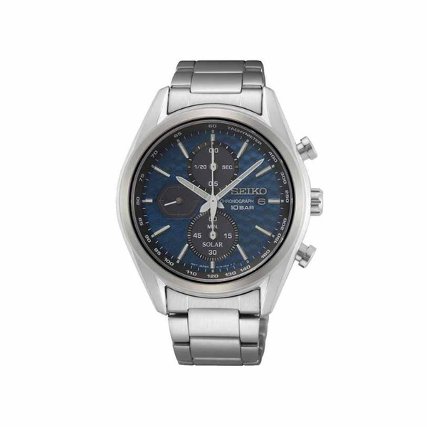 SEIKO Solar Chronograph Blue Dial Steel Bracelet