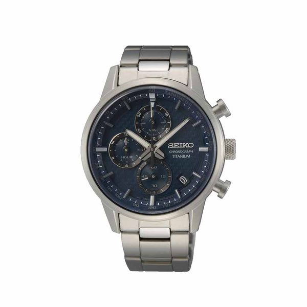 SEIKO Chronograph Blue Dial Titanium Bracelet