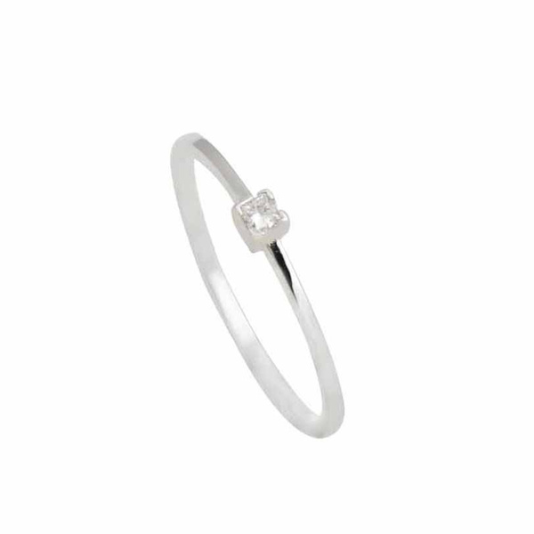 Μονόπετρο δαχτυλίδι Κ18 λευκόχρυσο με διαμάντι princess 0.07ct , VS , G