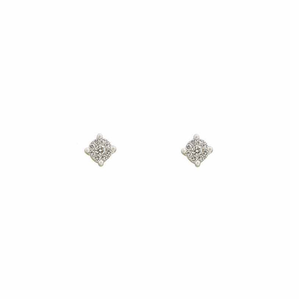 Σκουλαρίκια ροζέτες invisible Κ18 λευκόχρυσα με διαμάντια