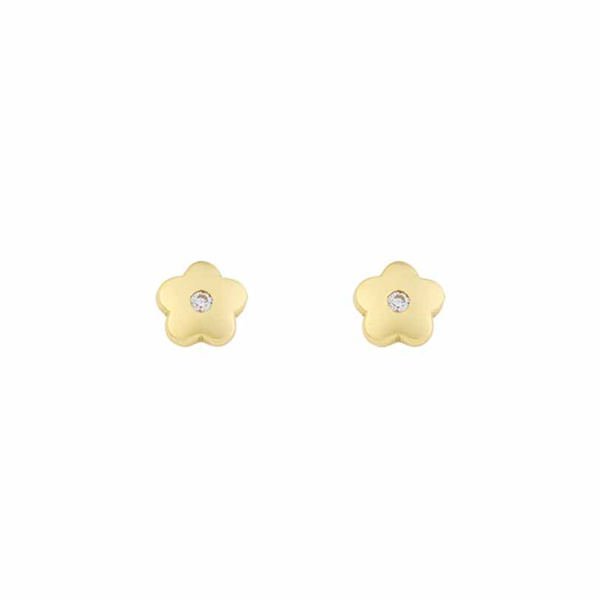 Σκουλαρίκια άνθος Κ9 χρυσά με ζιργκόν