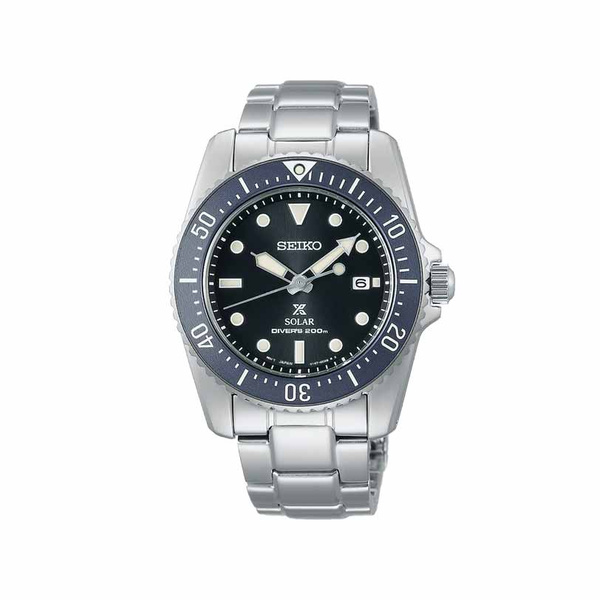 SEIKO Prospex Solar Diver's 200 Black Dial Steel Bracelet