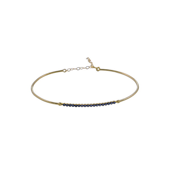 Βραχιόλι χειροπέδα Κ9 χρυσό με σειρέ από μπλε ζιργκόν