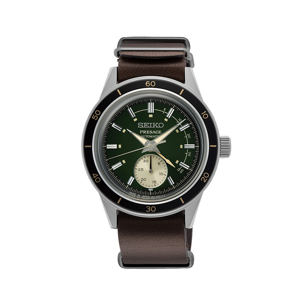 SEIKO Presage Automatic Date Green Dial Brown Strap