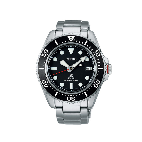 SEIKO Prospex Solar Diver's 200 Black Dial Steel Bracelet