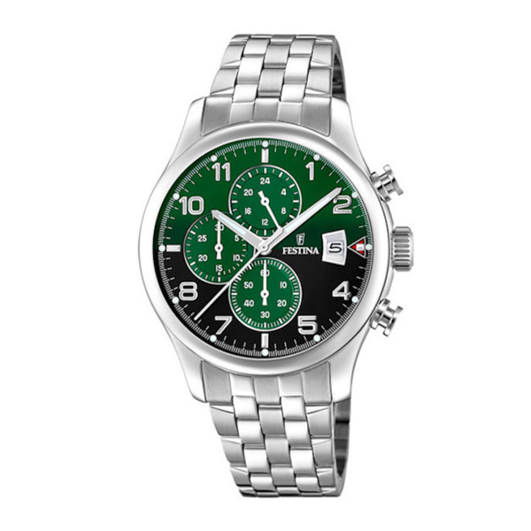 FESTINA MEN'S GREEN STAINLESS STEEL WATCH BRACELET