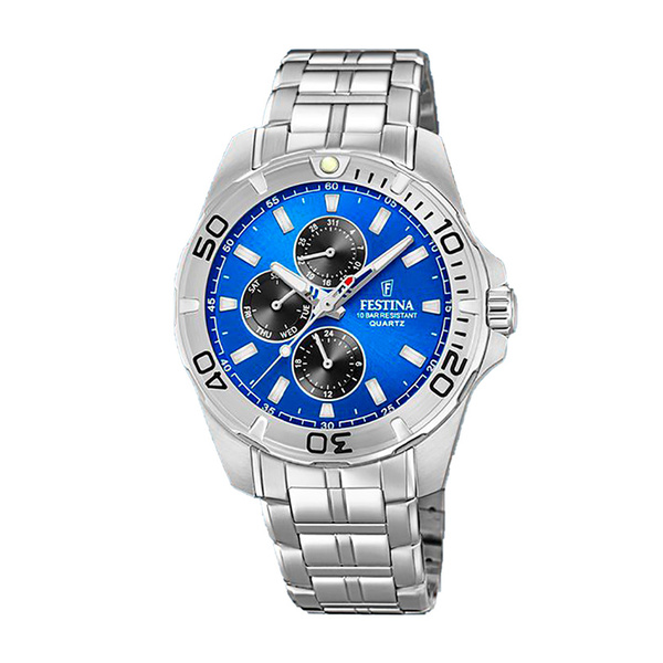 FESTINA MEN'S BLUE MULTIFUNCTION STAINLESS STEEL WATCH BRACELET