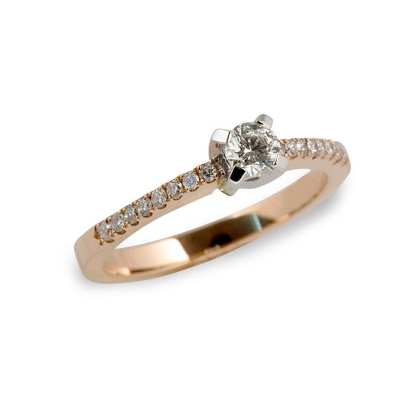 Μονόπετρο δαχτυλίδι Κ18 ροζ χρυσό με διαμάντι 0.25ct , VS1 , G και διαμάντια 0.16ct
