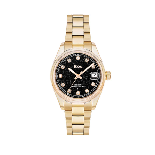 JCOU Serenity black dial gold steel bracelet