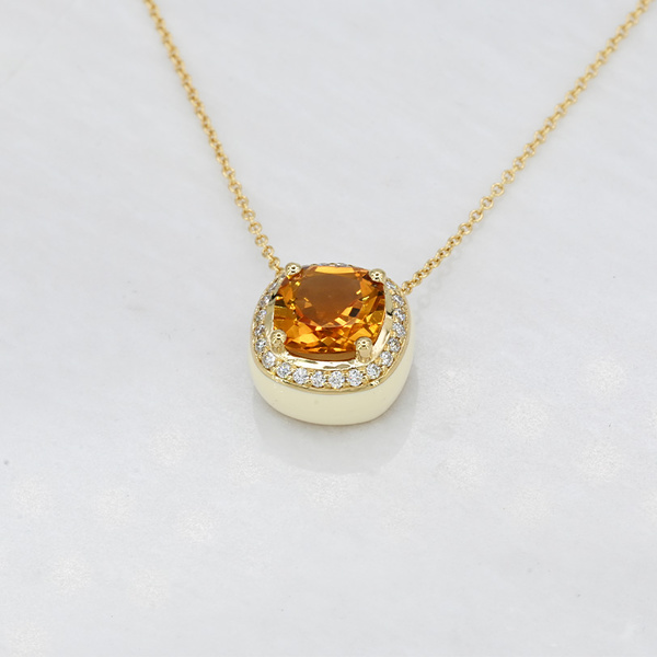 Κολιέ Κ18 χρυσό με σιτρίν και διαμάντια