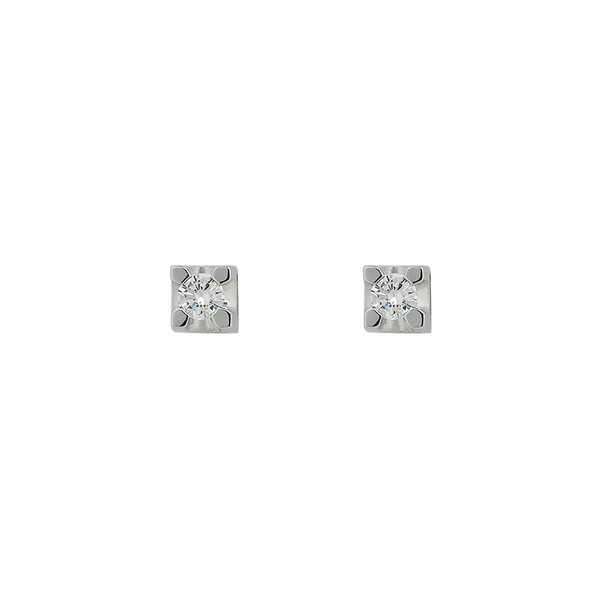 Σκουλαρίκια μονόπετρα Κ18 λευκόχρυσα με διαμάντια 0.24ct