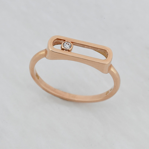 Δαχτυλίδι Κ14 ροζ χρυσό με ζιργκόν