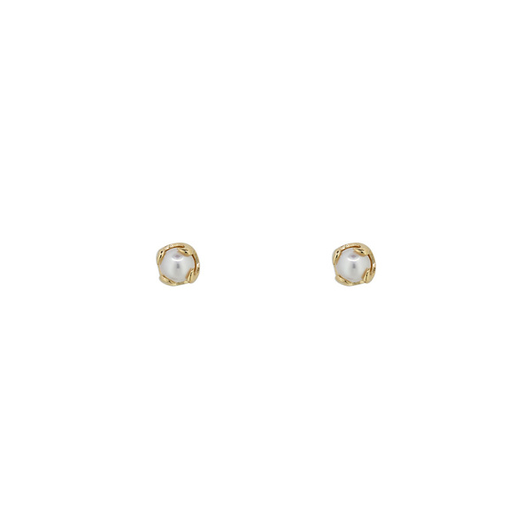 Σκουλαρίκια Κ14 χρυσά με μαργαριτάρι φλόγα