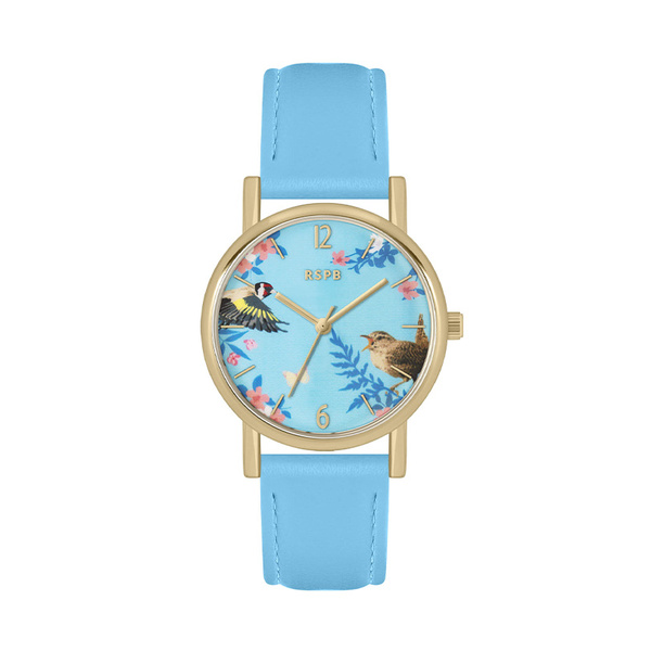 Tikkers RSPB Blue Goldfinch & Wren Bird Printed Dial