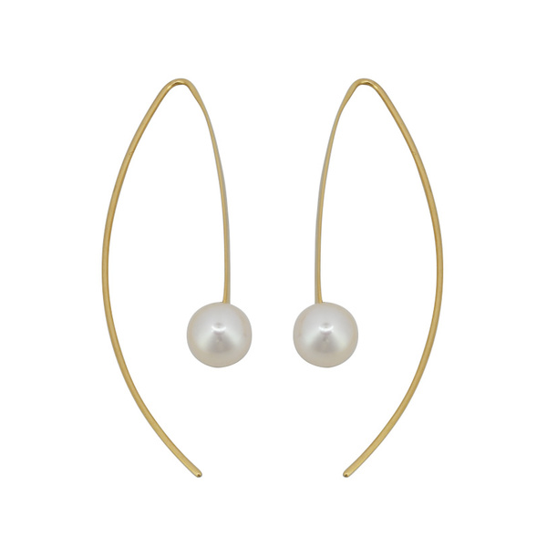 Σκουλαρίκια γάντζος Κ14 χρυσά με μαργαριτάρι