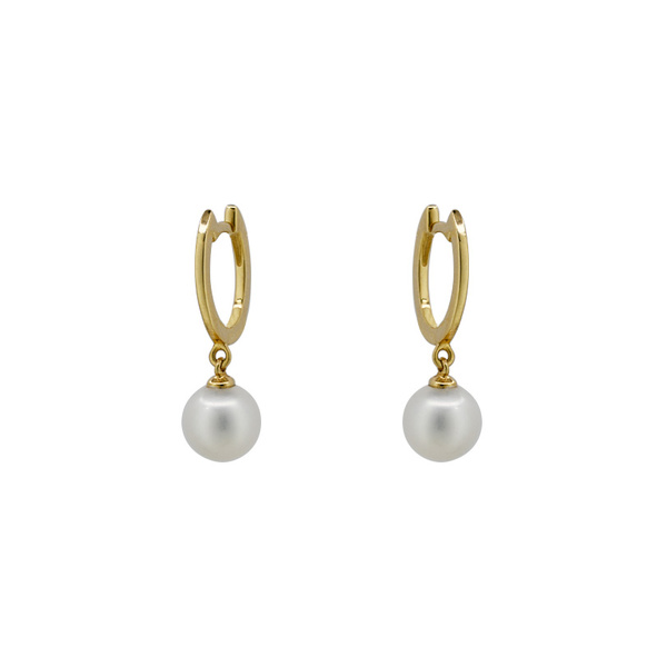 Σκουλαρίκια κρίκοι Κ14 χρυσά με μαργαριτάρι