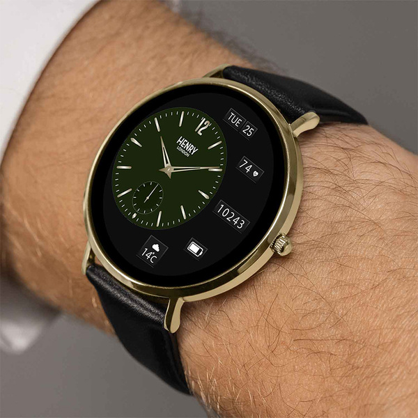 HENRY LONDON Smartwatch Gold & Black Leather
