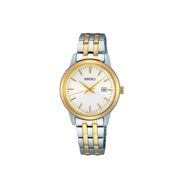 SEIKO Womens White Dial Two-Tone Steel Bracelet