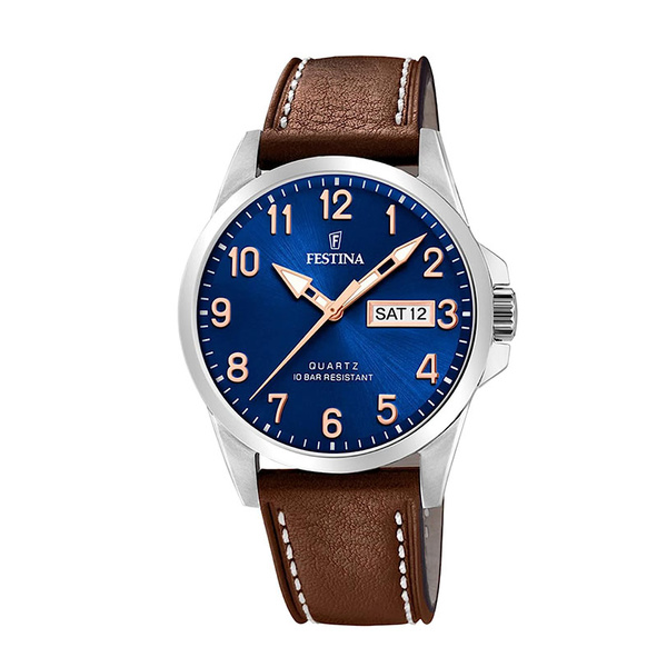 FESTINA blue dial & bown strap