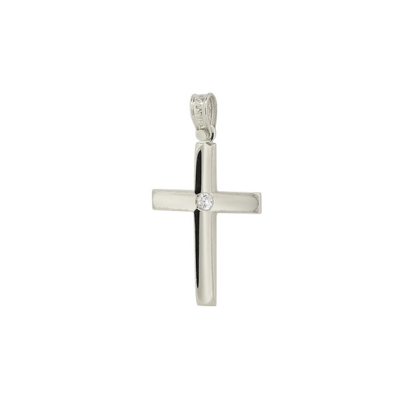 Σταυρός Κ14 λευκόχρυσος με ζιργκόν