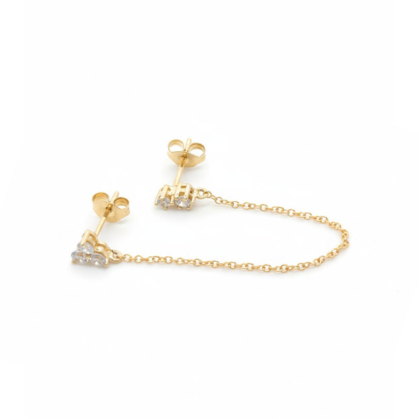 Σκουλαρίκια για το ίδιο αυτί Κ9 χρυσά με ζιργκόν