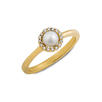 Δαχτυλίδι ροζέτα Κ14 χρυσό με μαργαριτάρι & ζιργκόν