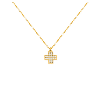 Κολιέ Κ14 χρυσό σταυρός με διαμάντια 39803