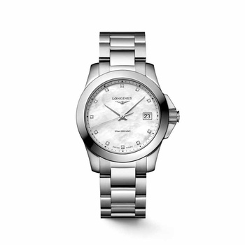 LONGINES Conquest Mother-of-pearl & Diamonds 34mm