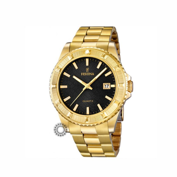 FESTINA date black dial & gold bracelet