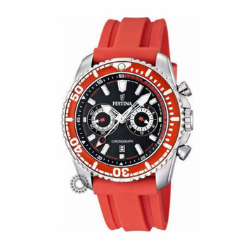 FESTINA chronograph black dial & red rubber