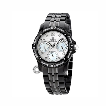 FESTINA multifunction mother-of-pearl dial & black bracelet